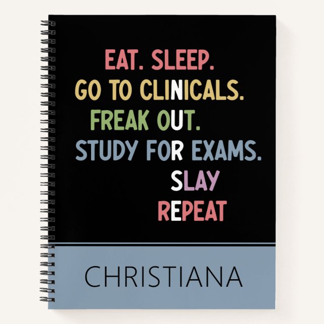 Custom Funny Nursing School Student Nurse Notebook (Front)