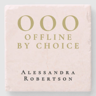 Custom Funny OOO Pastel Pink Gold Black Minimalist Stone Coaster