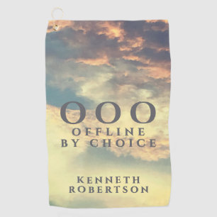 Custom Funny OOO Retro Summer Blue Sky Clouds Men Golf Towel
