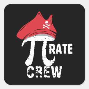 Custom Funny Pi Day Pirate Crew Matching Party Square Sticker