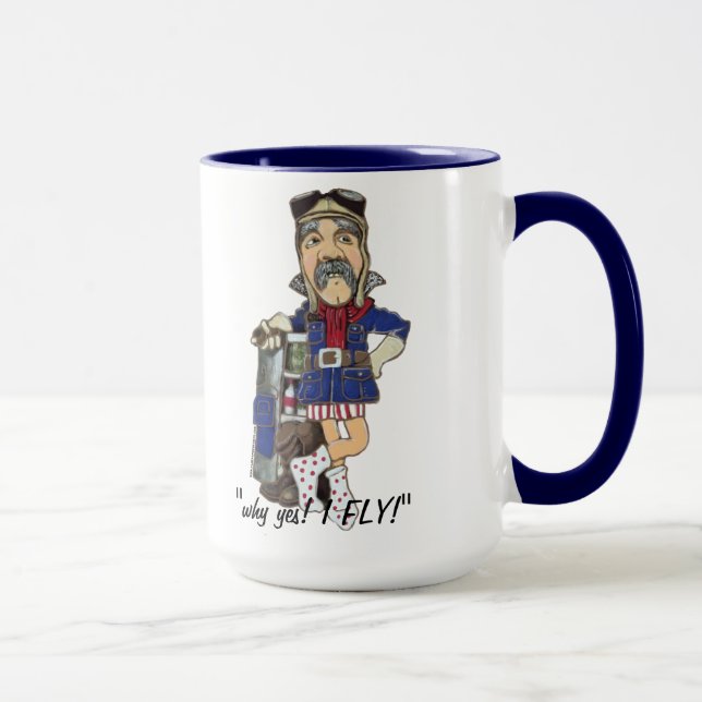 Custom Funny Pilot Old Timey Flying Ace - Mug (Right)