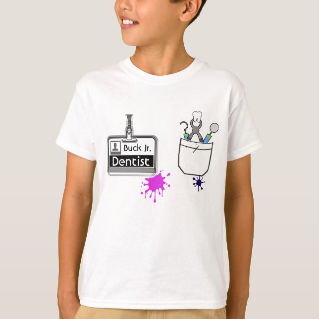 Custom Funny Profession Dentist Name Tag T-Shirt (Front)