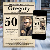 Custom Funny Quote Retro Newspaper 50th Birthday