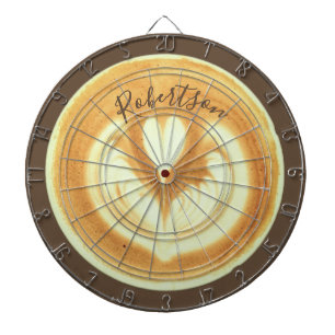 Custom Funny Retro Coffee Cappuccino Lover Brown Dartboard