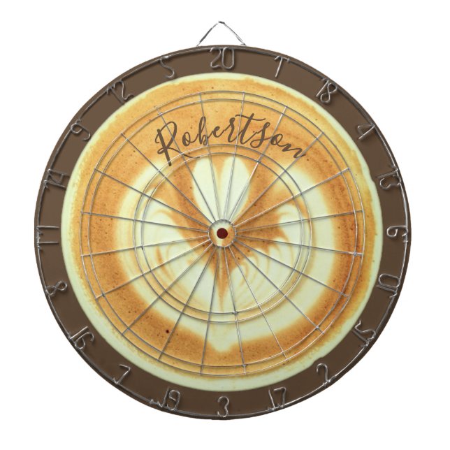 Custom Funny Retro Coffee Cappuccino Lover Brown  Dartboard (Front)