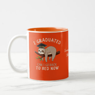 Custom Funny Sloth Graduation Back To Bed Gift Two-Tone Coffee Mug
