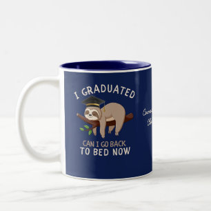 Custom Funny Sloth Graduation Back To Bed Gift Two-Tone Coffee Mug