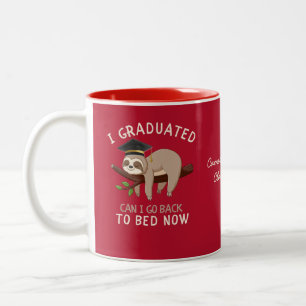 Custom Funny Sloth Graduation Back To Bed Gift Two-Tone Coffee Mug