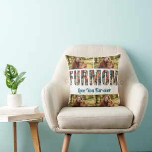 Custom FURMOM Dog 4-Photo Collage Personalized Cushion