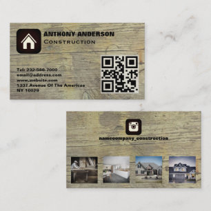 Custom furniture construction wood works business  business card
