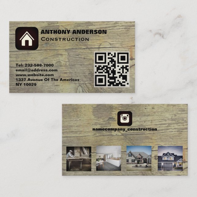 Custom furniture construction wood works business  business card (Front/Back)