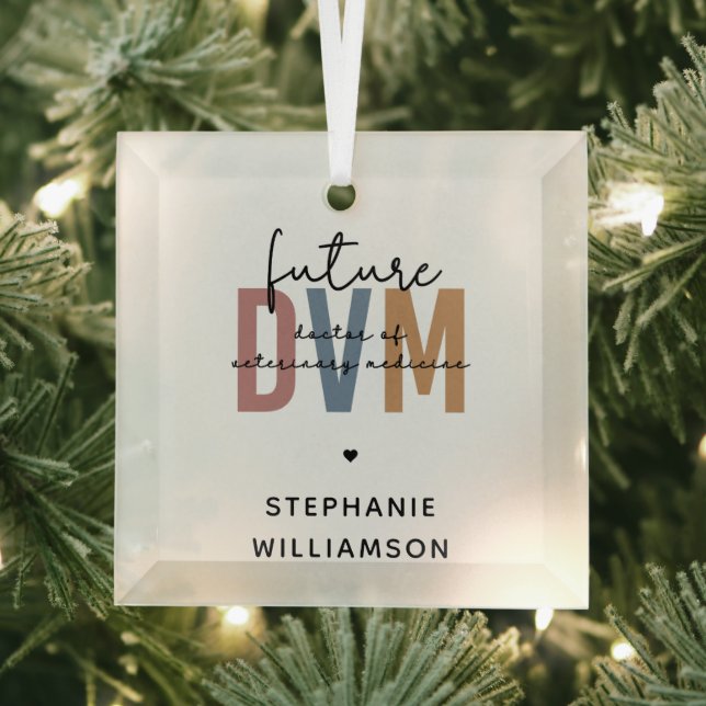 Custom Future DVM Doctor of Veterinary Medicine Glass Tree Decoration (Insitu)