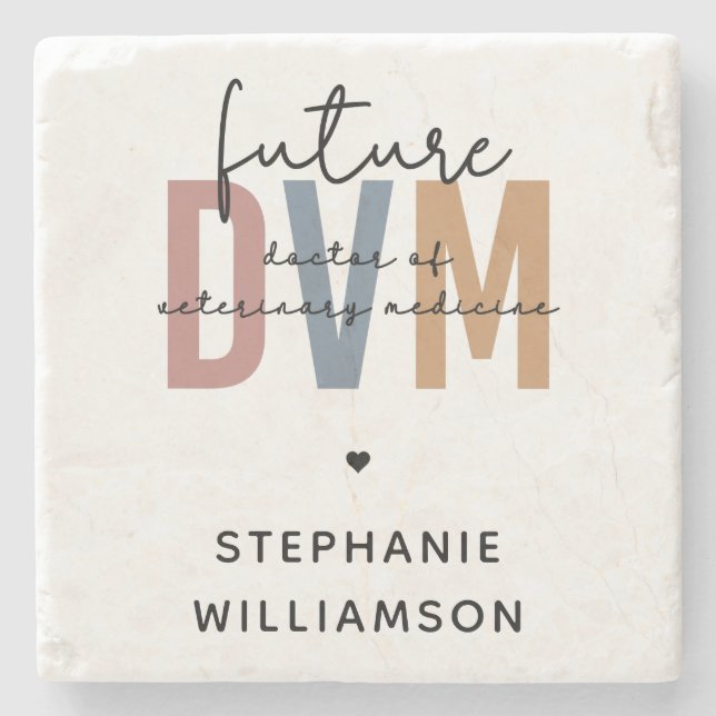 Custom Future DVM Doctor of Veterinary Medicine Stone Coaster (Front)