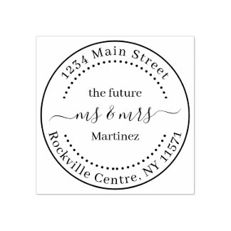 Custom Future Mr. and Mrs. Wedding Address Rubber Stamp