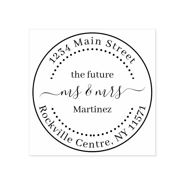 Custom Future Mr. and Mrs. Wedding Address Rubber Stamp (Imprint)