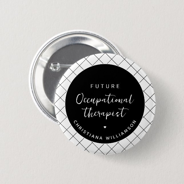 Custom Future OT Occupational Therapist Elegant 6 Cm Round Badge (Front & Back)
