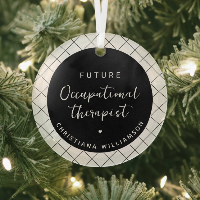 Custom Future OT Occupational Therapist Elegant Glass Tree Decoration (Insitu)