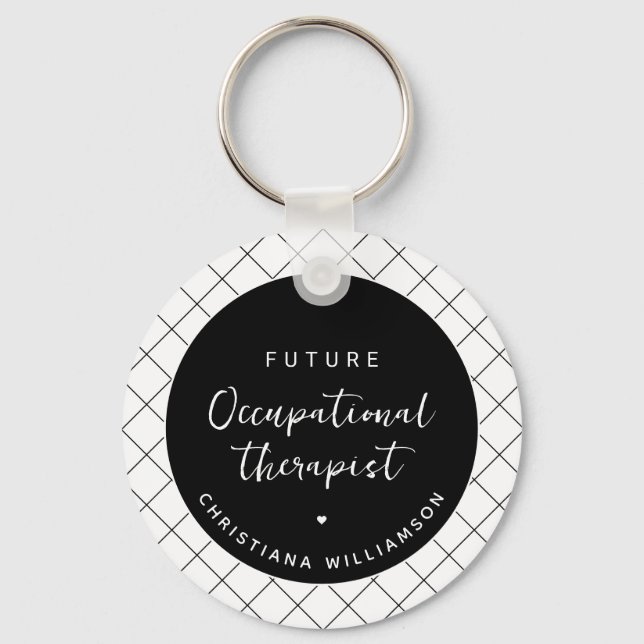 Custom Future OT Occupational Therapist Elegant Key Ring (Front)
