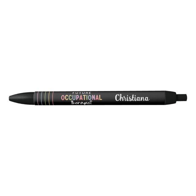 Custom Future OT Occupational Therapist OT Student Black Ink Pen (Front)