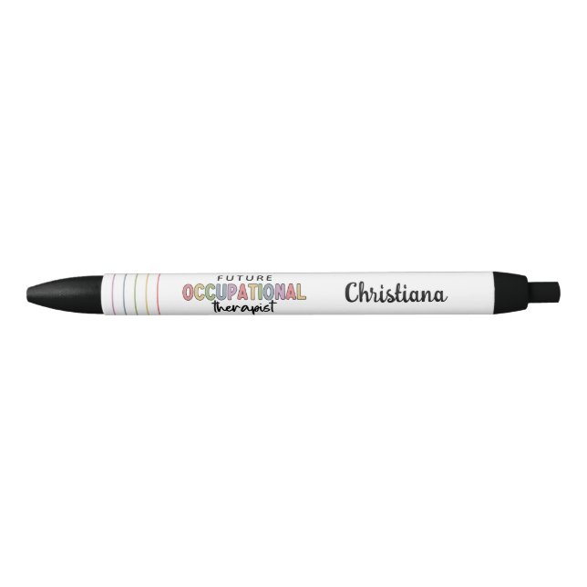 Custom Future OT Occupational Therapist OT Student Black Ink Pen (Front)