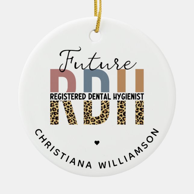 Custom Future RDH Registered Dental Hygienist Ceramic Tree Decoration (Front)