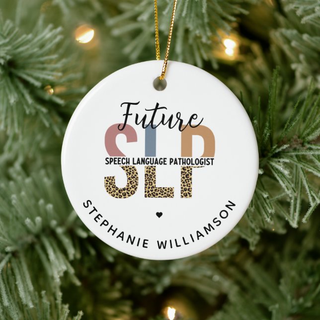 Custom Future SLP Speech Pathologist Leopard Print Ceramic Tree Decoration (Tree)