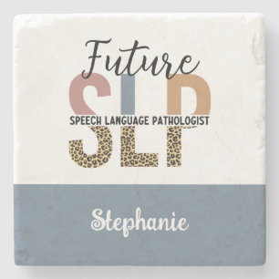 Custom Future SLP Speech Pathologist Leopard Print Stone Coaster