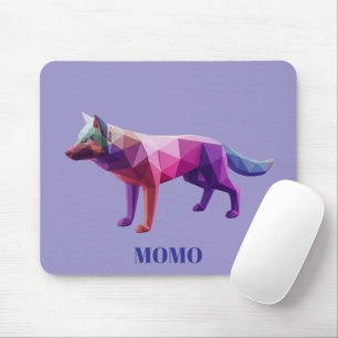 Custom futuristic geometric wolf Gradient fine art Mouse Mat