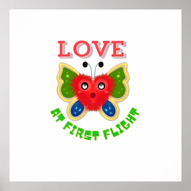 Custom Fuzzy Heart Butterfly Gift Poster (Front)