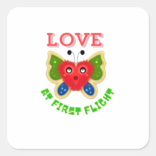 Custom Fuzzy Heart Butterfly Gift Square Sticker