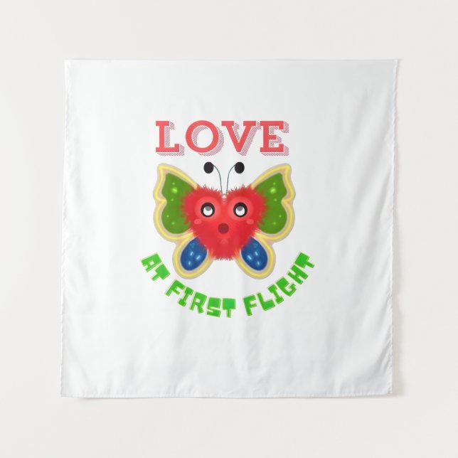 Custom Fuzzy Heart Butterfly Gift Tapestry (Front)