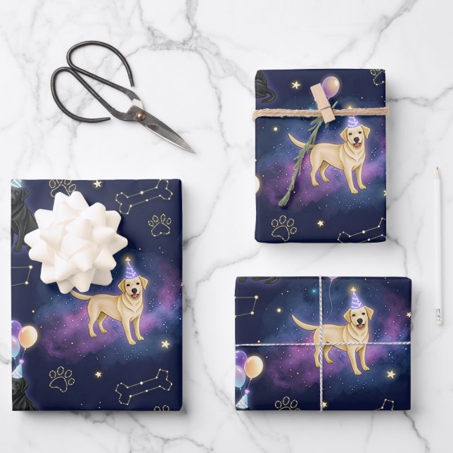custom Galaxy Labrador Retriever birthday  Wrapping Paper Sheet (Front)