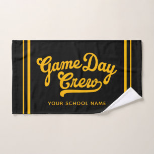 Custom Game Day Crew Team Spirit Black Gold Sport Hand Towel