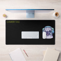 Custom Gamer Pug Acid Green Black Desk Mat