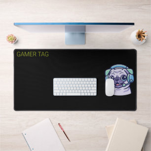 Custom Gamer Pug Acid Green Black Desk Mat