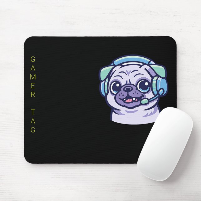 Custom Gamer Pug Black Acid Green Professional  Mouse Mat (With Mouse)