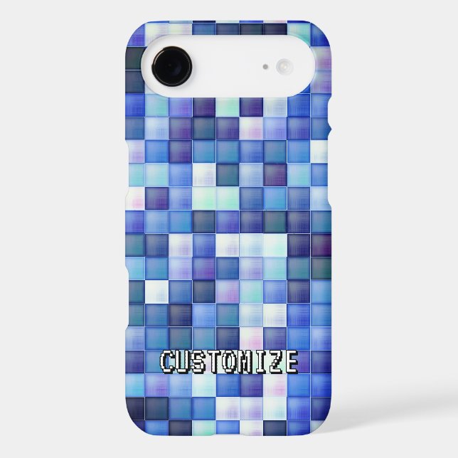 Custom Gamertag Blue 8-Bit Pixel Square Pattern (Back)