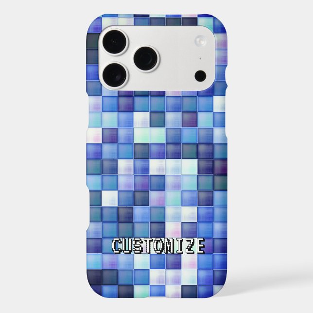 Custom Gamertag Blue 8-Bit Pixel Square Pattern (Back)