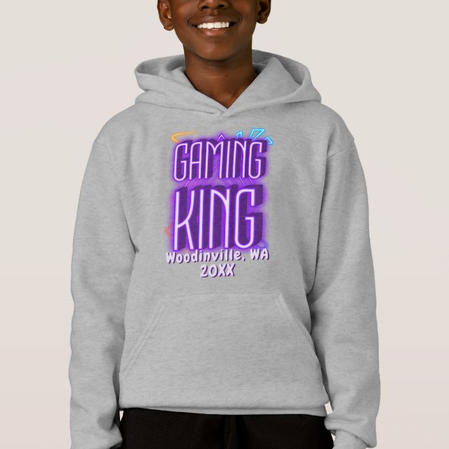 Custom Gaming King for Gamer Location Date Name (Front)