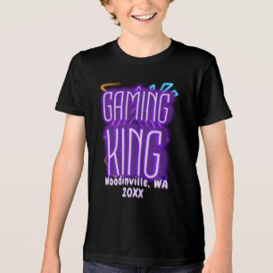 Custom Gaming King for Gamer Location Date Name Tri-Blend Shirt