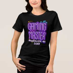 Custom Gaming Master for Gamer Location Date Name Tri-Blend Shirt