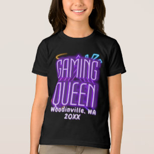 Custom Gaming Queen for Gamer Location Date Name Tri-Blend Shirt