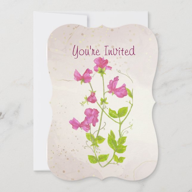 Custom Garden Birthday Party Custom Sweet Pea Invitation (Front)