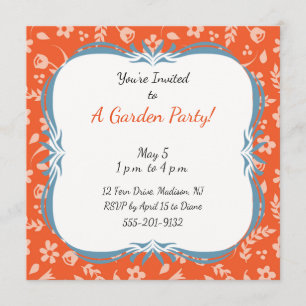 Custom Garden Party Invitation Orange Floral
