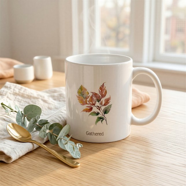 Custom Gathered Watercolor Harvest Leaf Mug (Creator Uploaded)