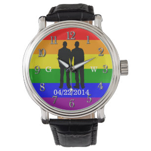 Custom Gay Couple Wedding Day and initials Watch
