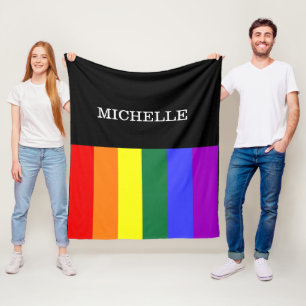 Custom Gay Rainbow Pride M Wool Cover Fleece Blanket