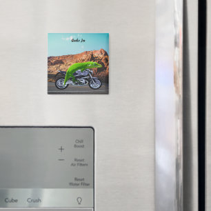 Custom Gecko Rider on Motorcycle Desert Highway Magnet