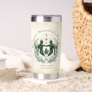 Custom Gemini Emerald & Gold Astrology Gift Insulated Tumbler