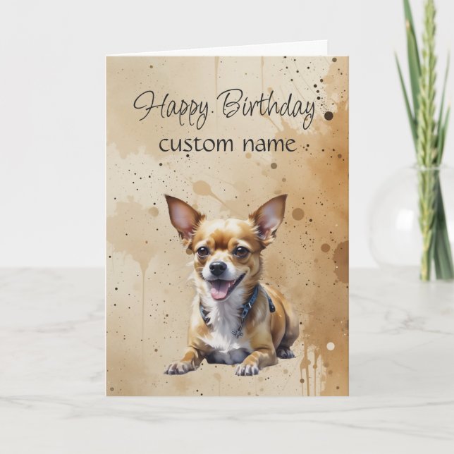 Custom General Birthday Cute Chihuahua Dog Card (Front)